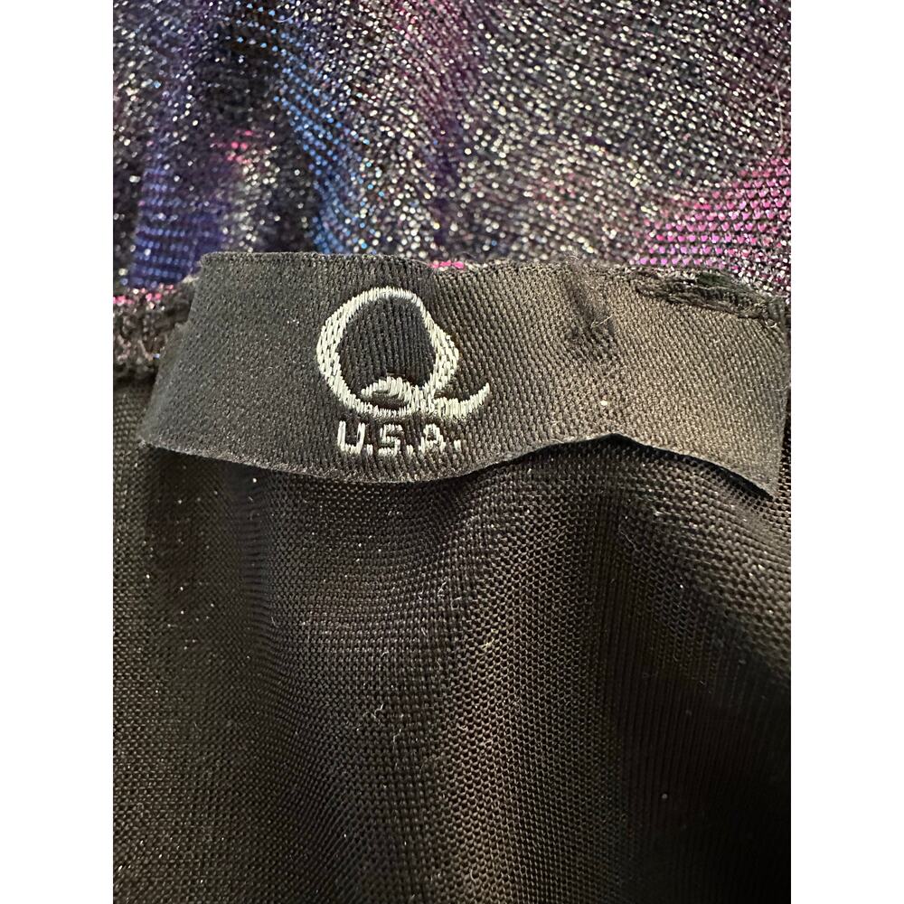 Q Women Purple Glitter Shimmer Asymmetrical Spaghetti Strap Side Ruched Dress S - Picture 6 of 8